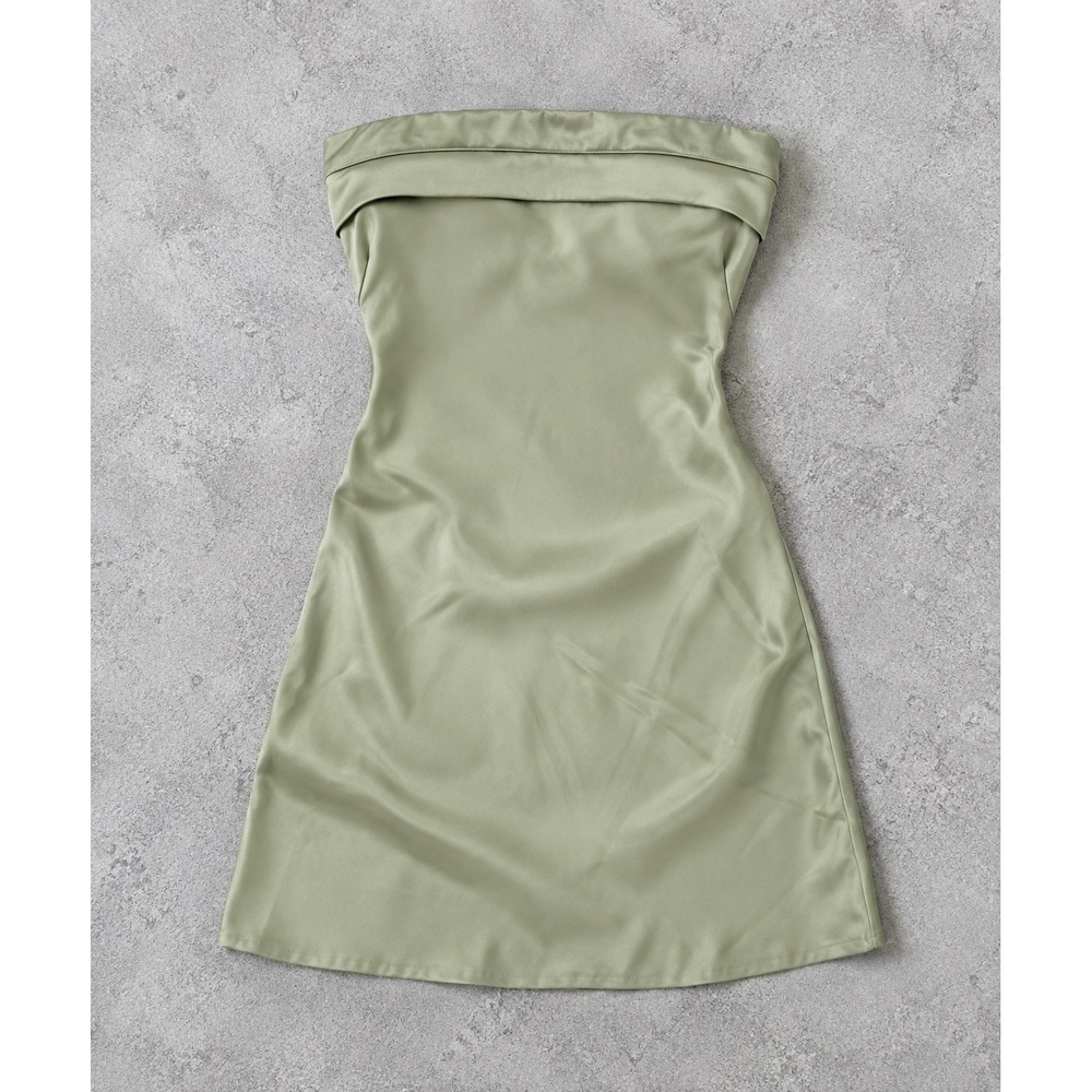 Princess Polly Sage Green Phillipa Mini Dress Strapless Cowl Back A-Line Size 0